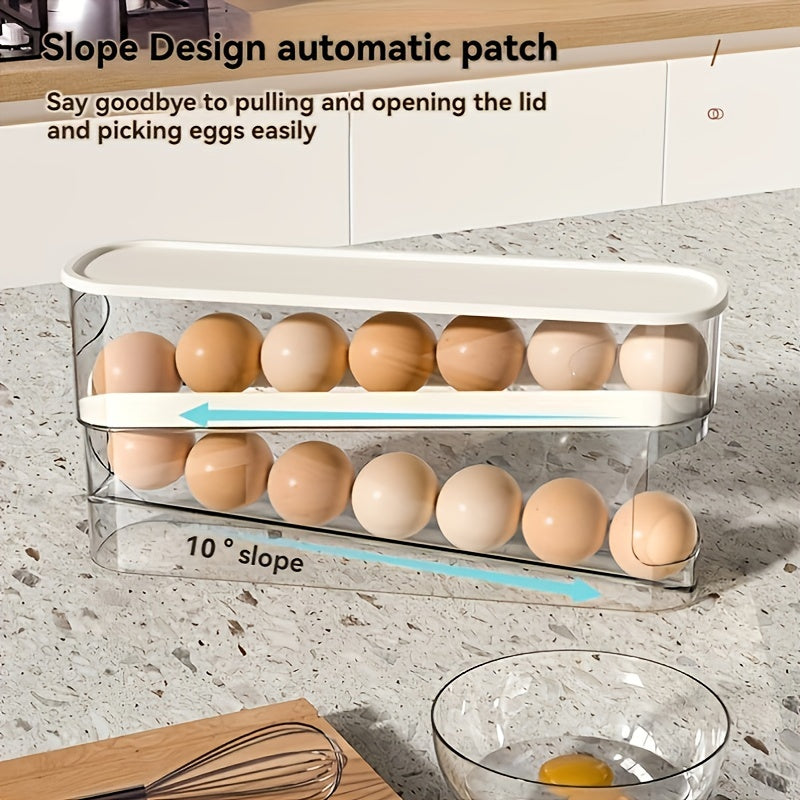 Double Layer Egg Storage Box Refrigerator Organizer Plastic Washable Durable
