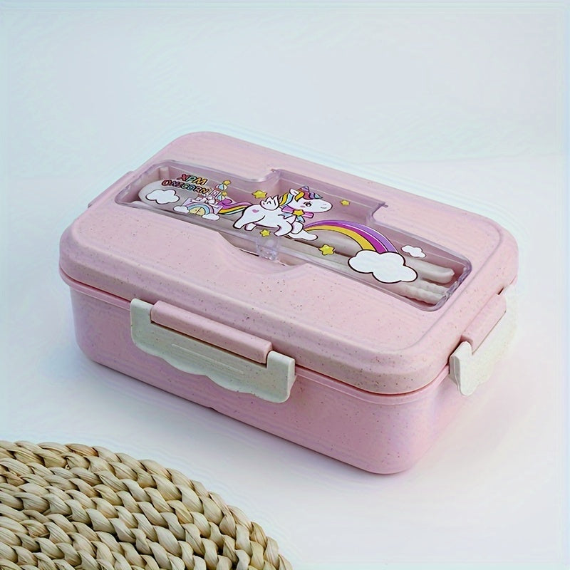 Leak-Proof Insulated Lunch Box with Cartoon Design, Microwave Safe Bento for Students and Professionals