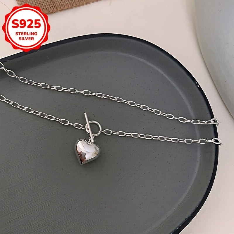 Women's Silver Pendant Necklace Heart OT Buckle Hip-Hop Style Jewelry