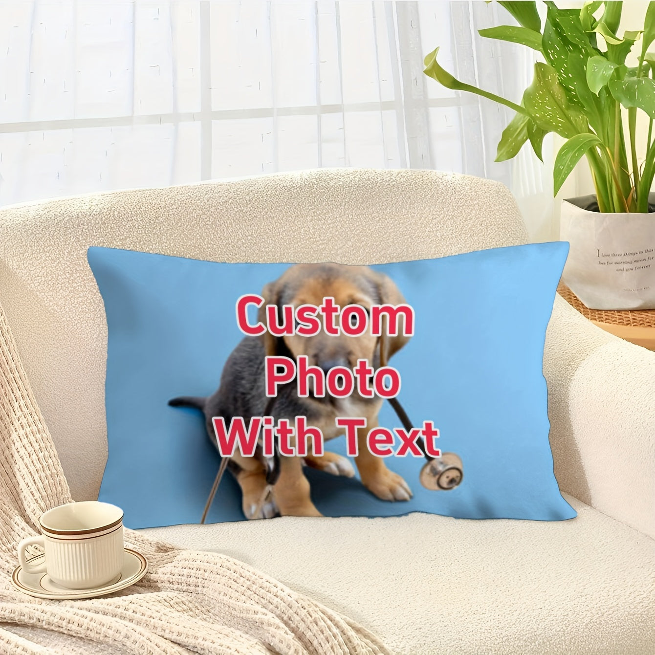 Personalized Double-Sided Plush Pillowcase with Photo and Text 30x50cm Gift