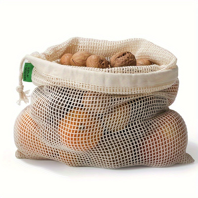 Square Mesh Storage Bag Reusable Fruit and Vegetable Bag with Drawstring