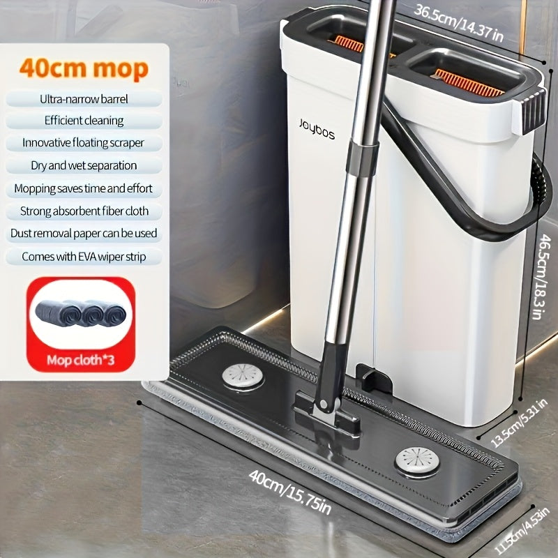 2-in-1 Mop and Bucket Set with Reusable Pads for Home Cleaning