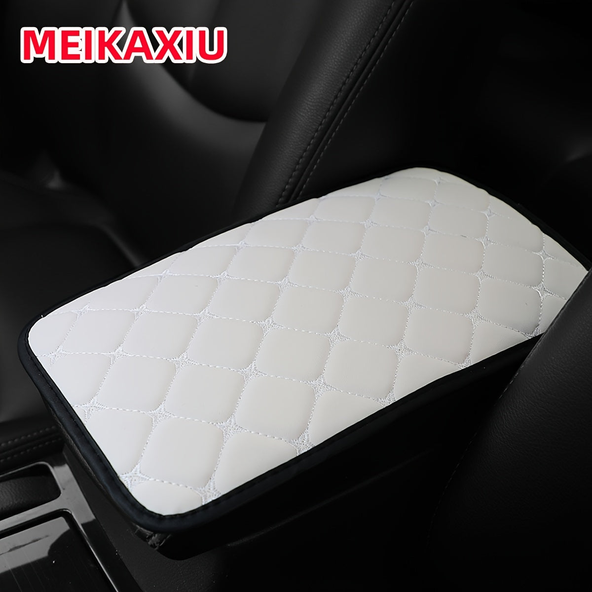 Universal Faux Leather Car Armrest Cushion Black and Red Center Console Cover