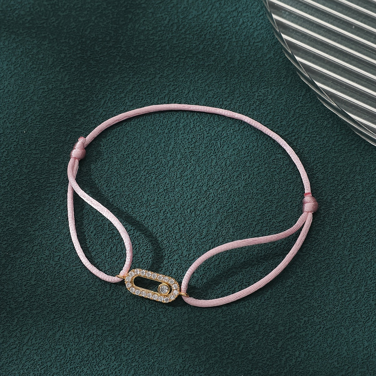 Women's Geometric Adjustable Bracelet with Zirconia and Vibrant Rope