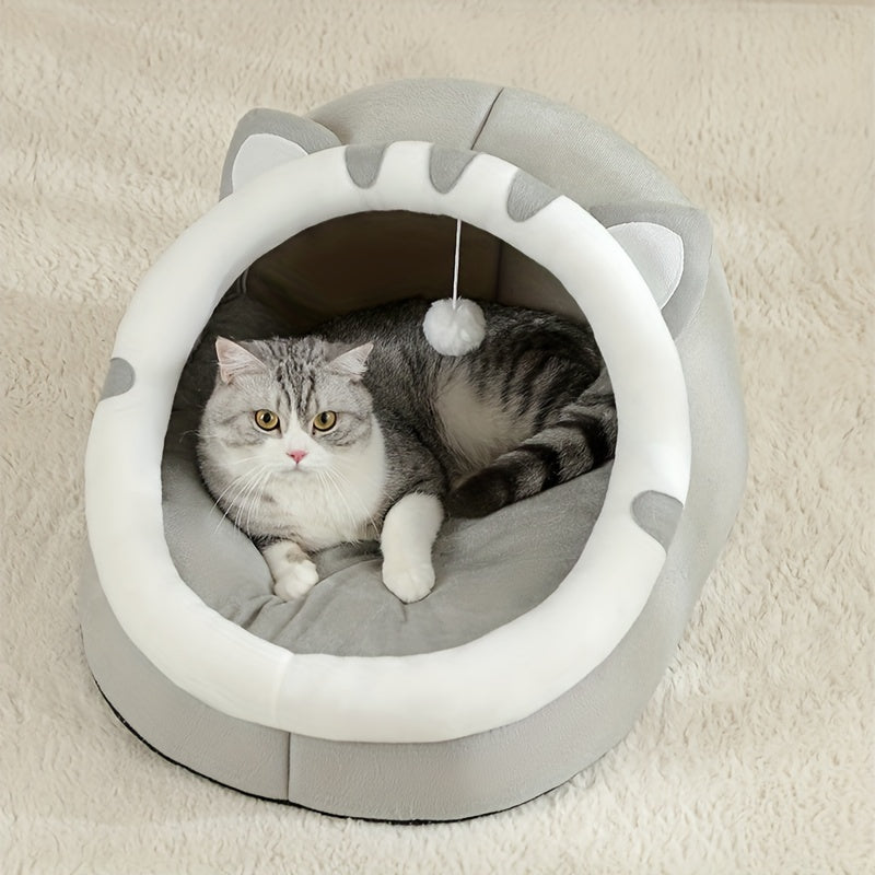 Cat Bed Cozy Cat-Shaped Bed with Soft Polyester Fiber Breathable All-Season Small to Large Cats
