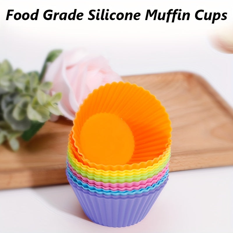 Set of 12 Silicone Muffin Cups Teal Green Pink 7.01cm Reusable Baking Liners