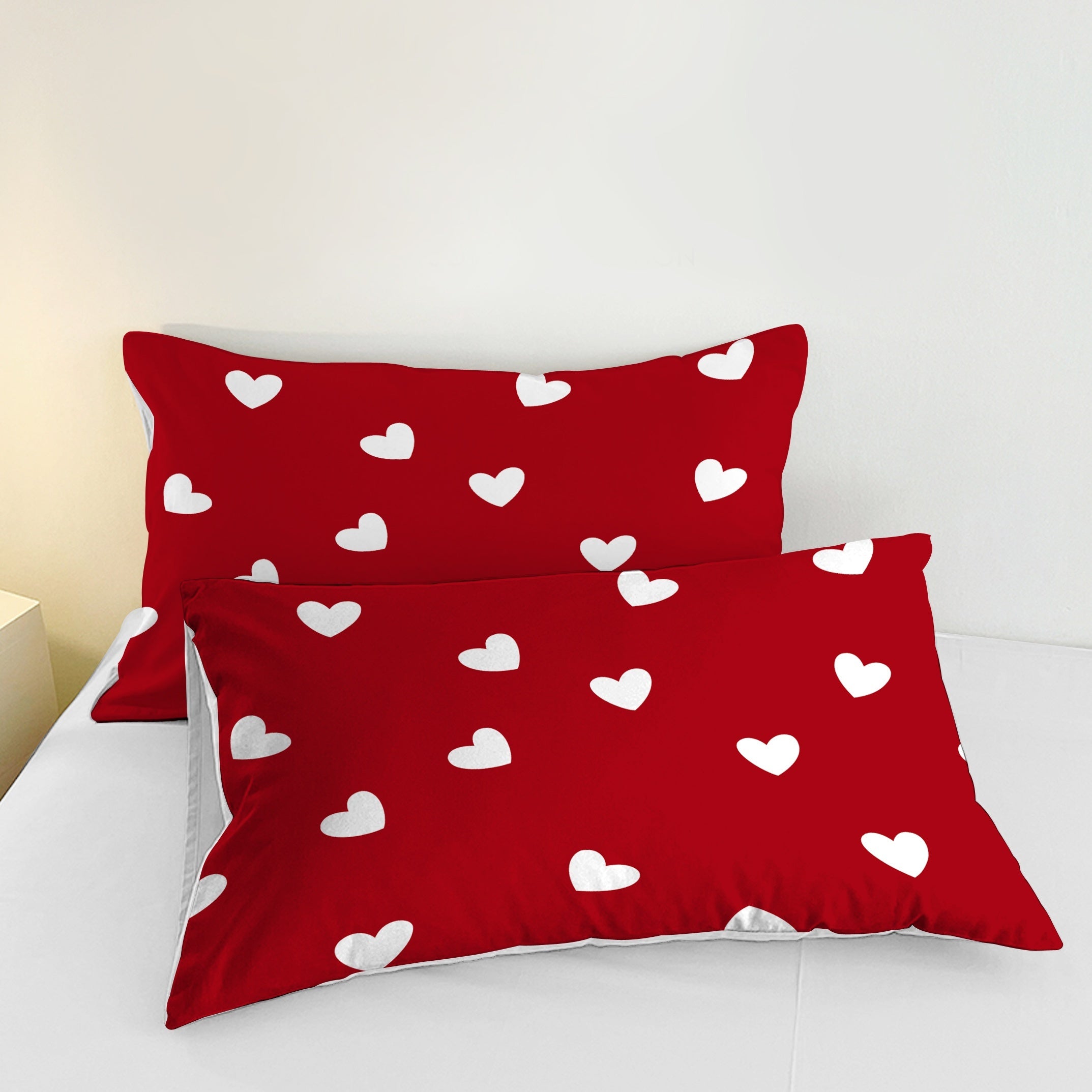 Breathable Love Pattern Pillowcases Set of 2 for Bedroom Sofa Decorative Fabric