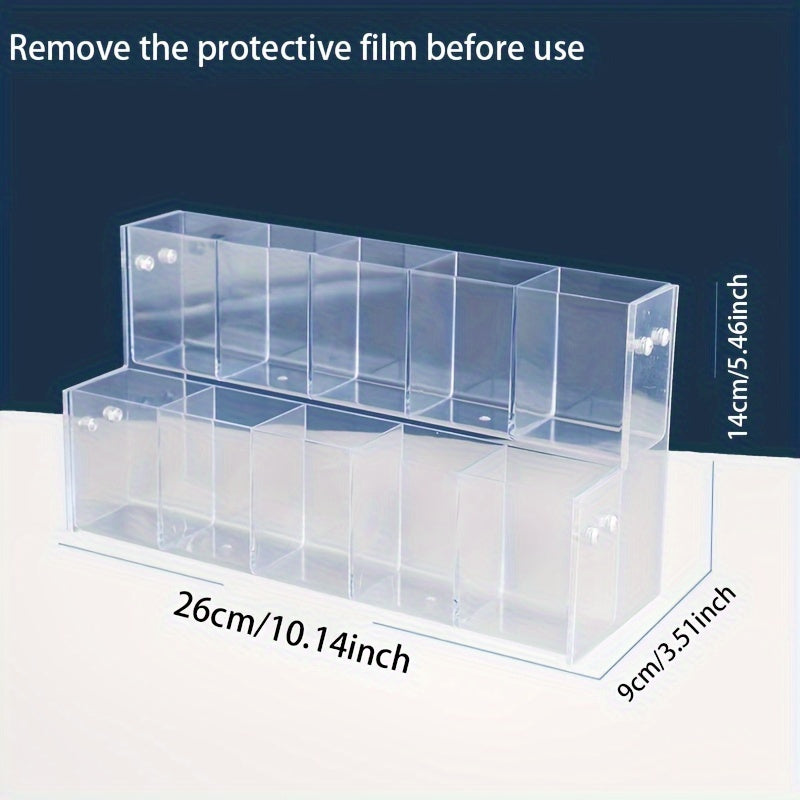 Acrylic Transparent Storage Rack with 5-Grid Partition for Cosmetics and Office Use