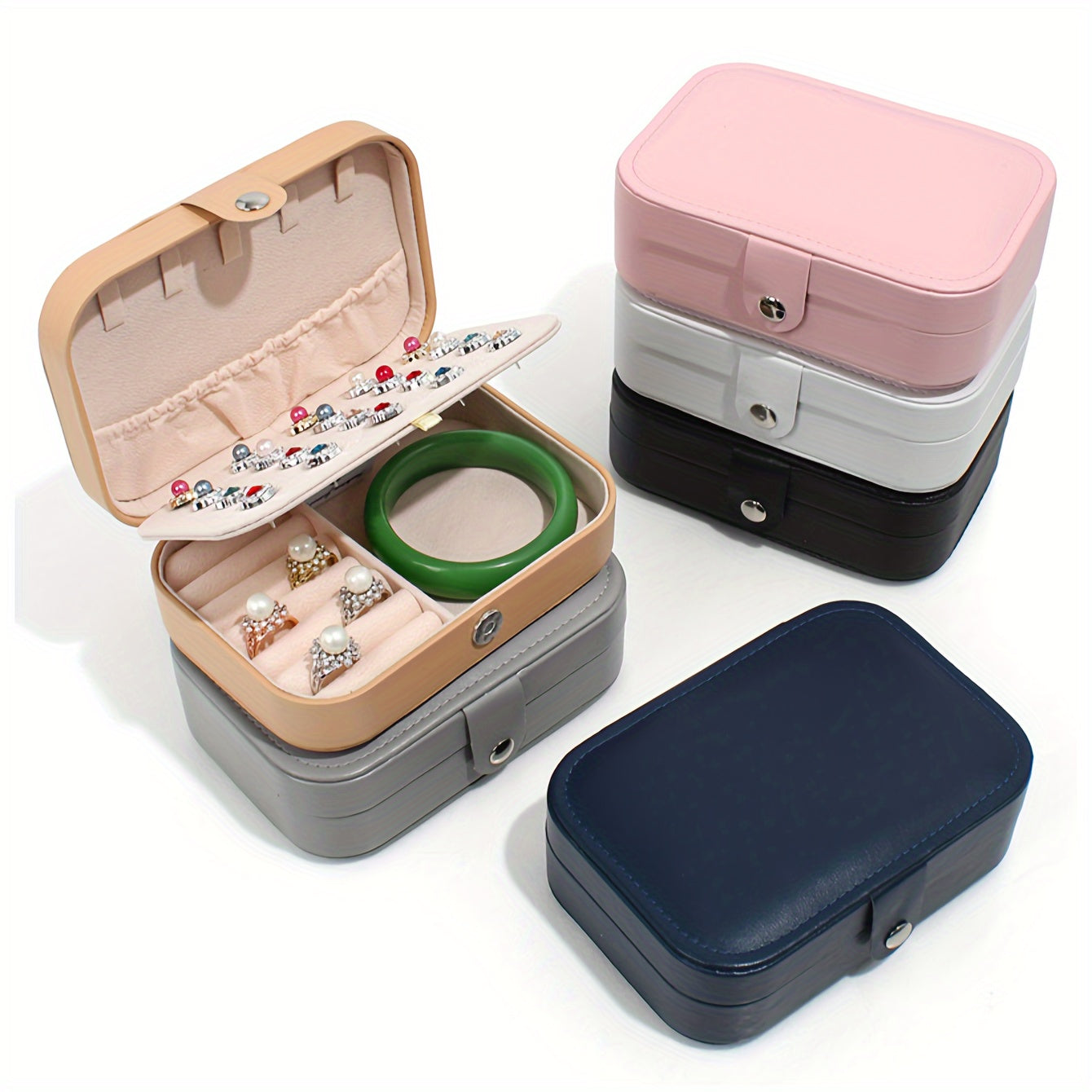 Кожаная шкатулка для украшений с крючками для ожерелий, хранения серег и колец, портативный органайзер