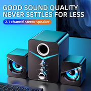 2.1 Channel Desktop Stereo Speakers with LED Lighting for PC, Laptop, Game Console