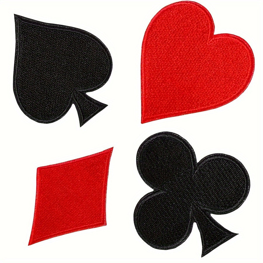 Set of 24 Iron-On Halloween Costume Patches Embroidered Polyester Red Black Hearts Spades Clubs