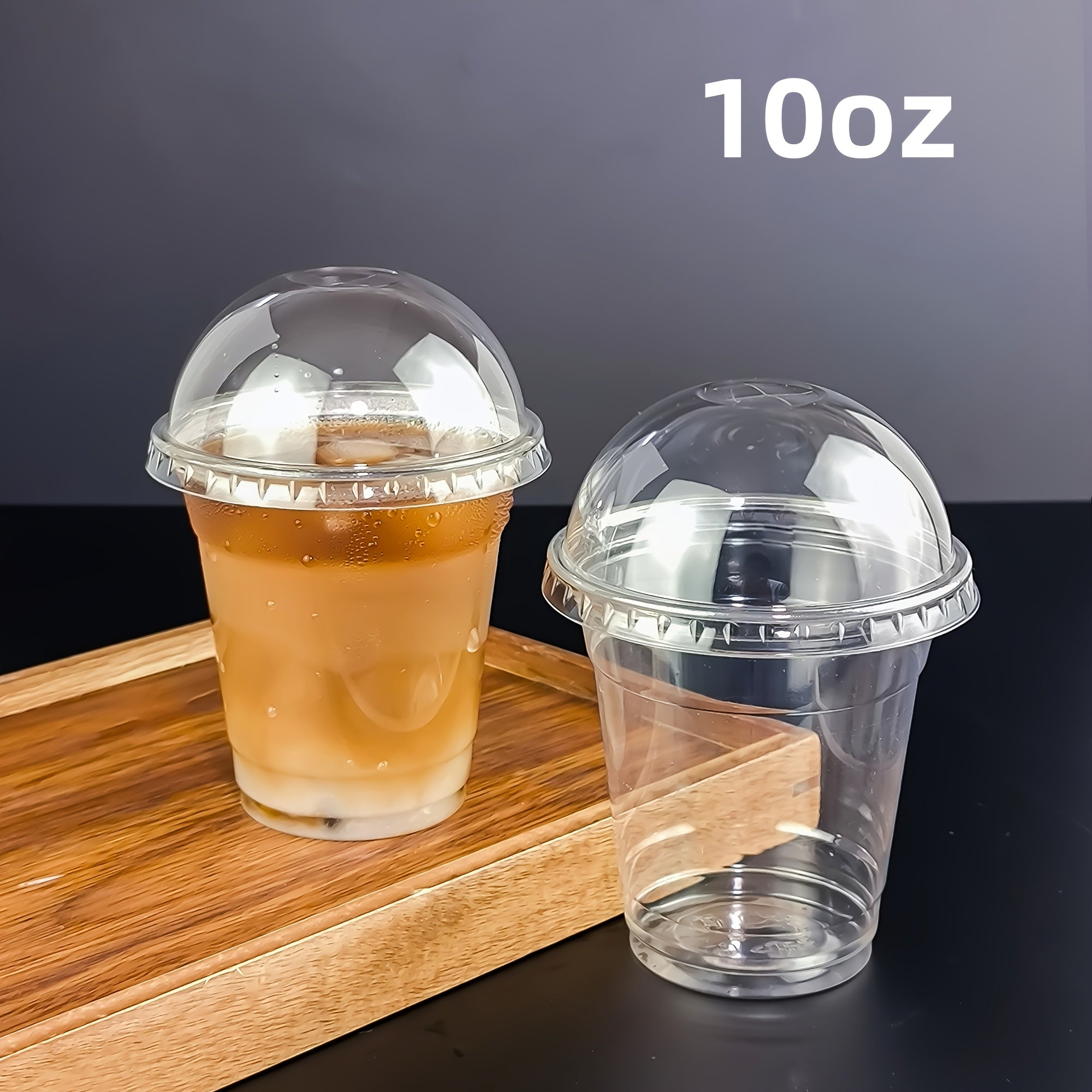 50-Pack Clear PET Disposable Cups with Lids 10oz 14oz 16oz BPA-Free Recyclable