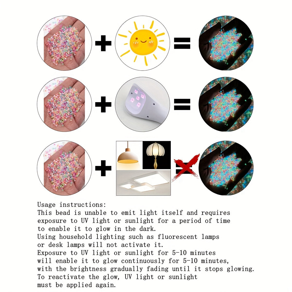 Glow-in-the-Dark Glass Beads for Jewelry Making, Crafting, DIY Accessories