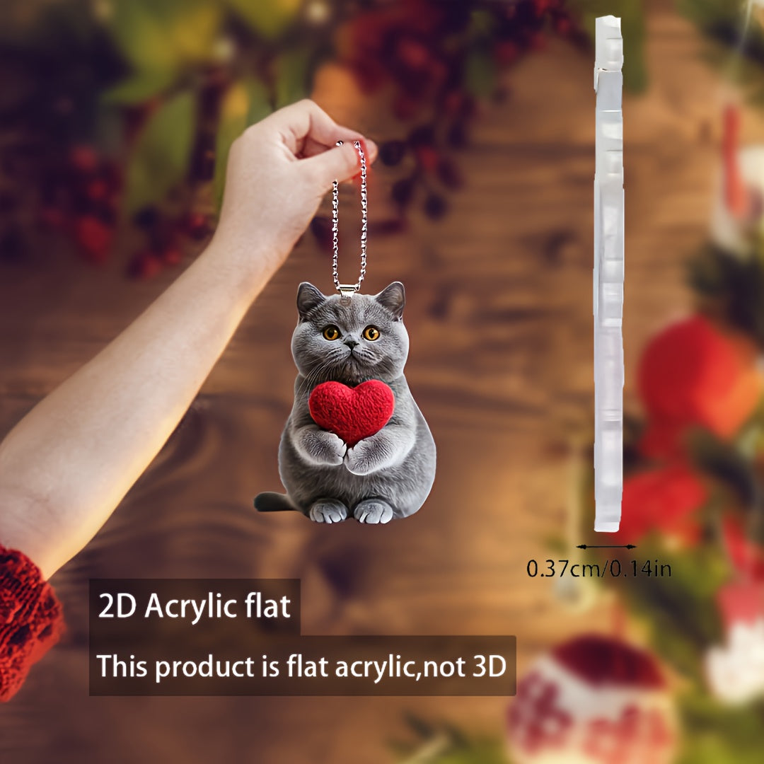 Cute 2D Acrylic British Shorthair Cat Keychain Car Interior Decoration