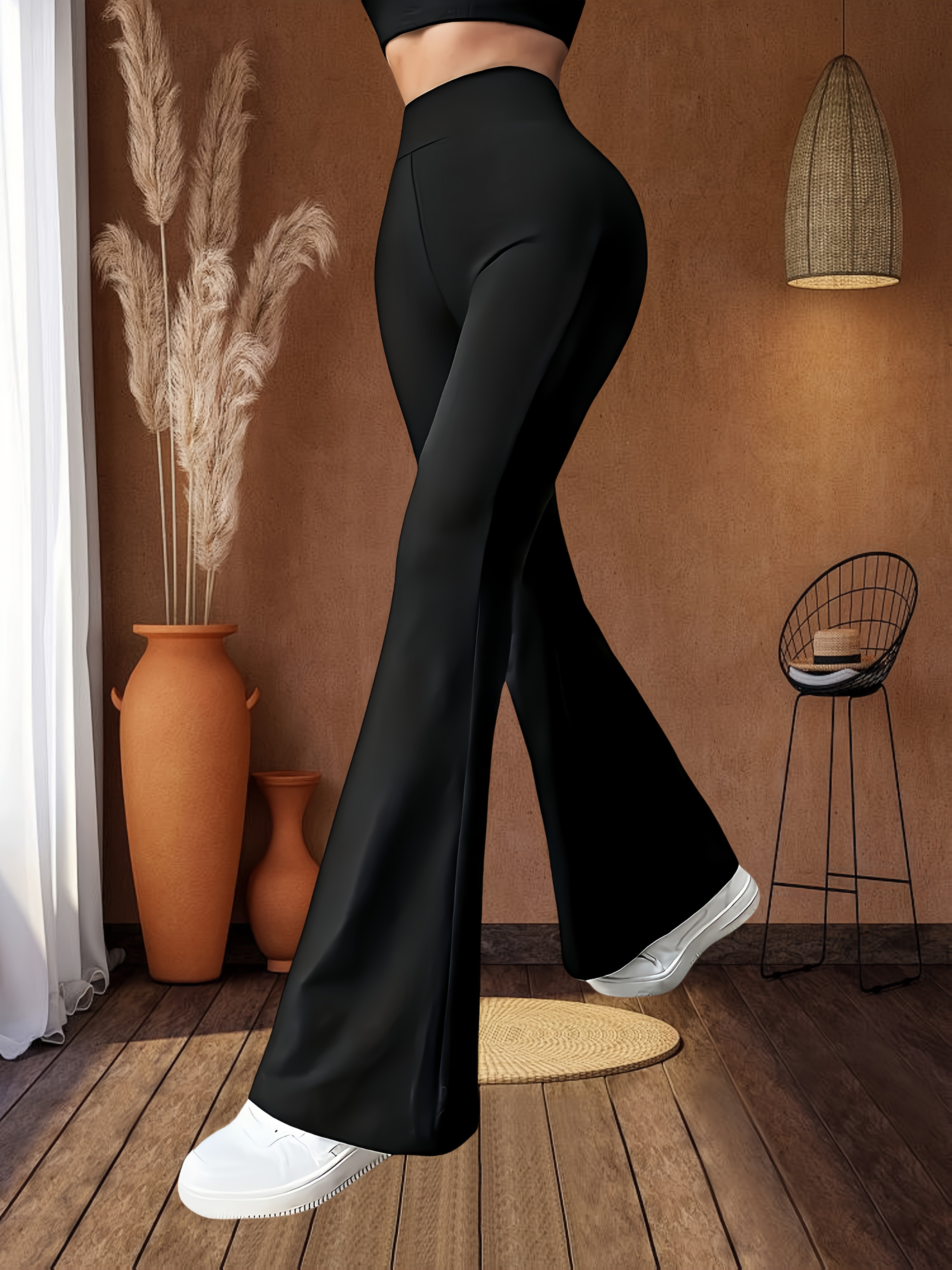 Women's High-Waisted Flared Leggings with Tummy Control and Butt-Lifting for Workout and Training