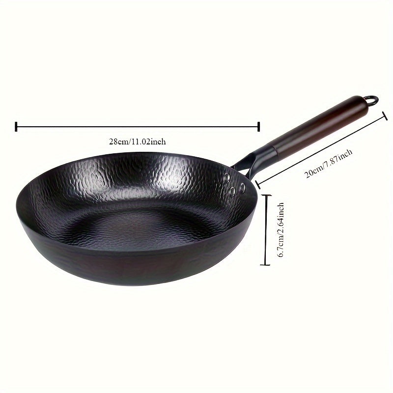 Chinese Wrought Iron Skillet 28cm Non-Stick for Steak Eggs Pancakes Handwash Only