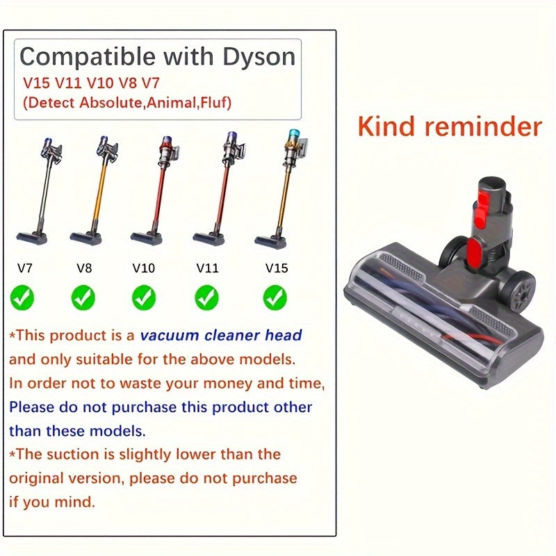 Dyson V7/V8/V10/V11/V15 changyutgich plastik pol cho'tkasi qo'shimchasi samarali plitka va yog'och tozalash uchun, zaryadsiz quvvat rejimi, batareya talab qilinmaydi