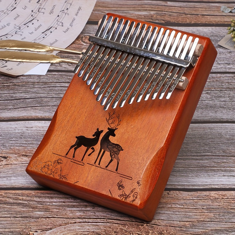 Kalimba de 17 tonos para pulgar para principiantes con barra de sonido de madera y bolsa Amarillo 14+