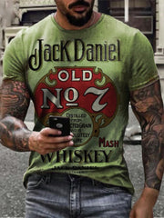 Camiseta gráfica de manga corta para hombre, poliéster y spandex, cuello redondo, tallas grandes