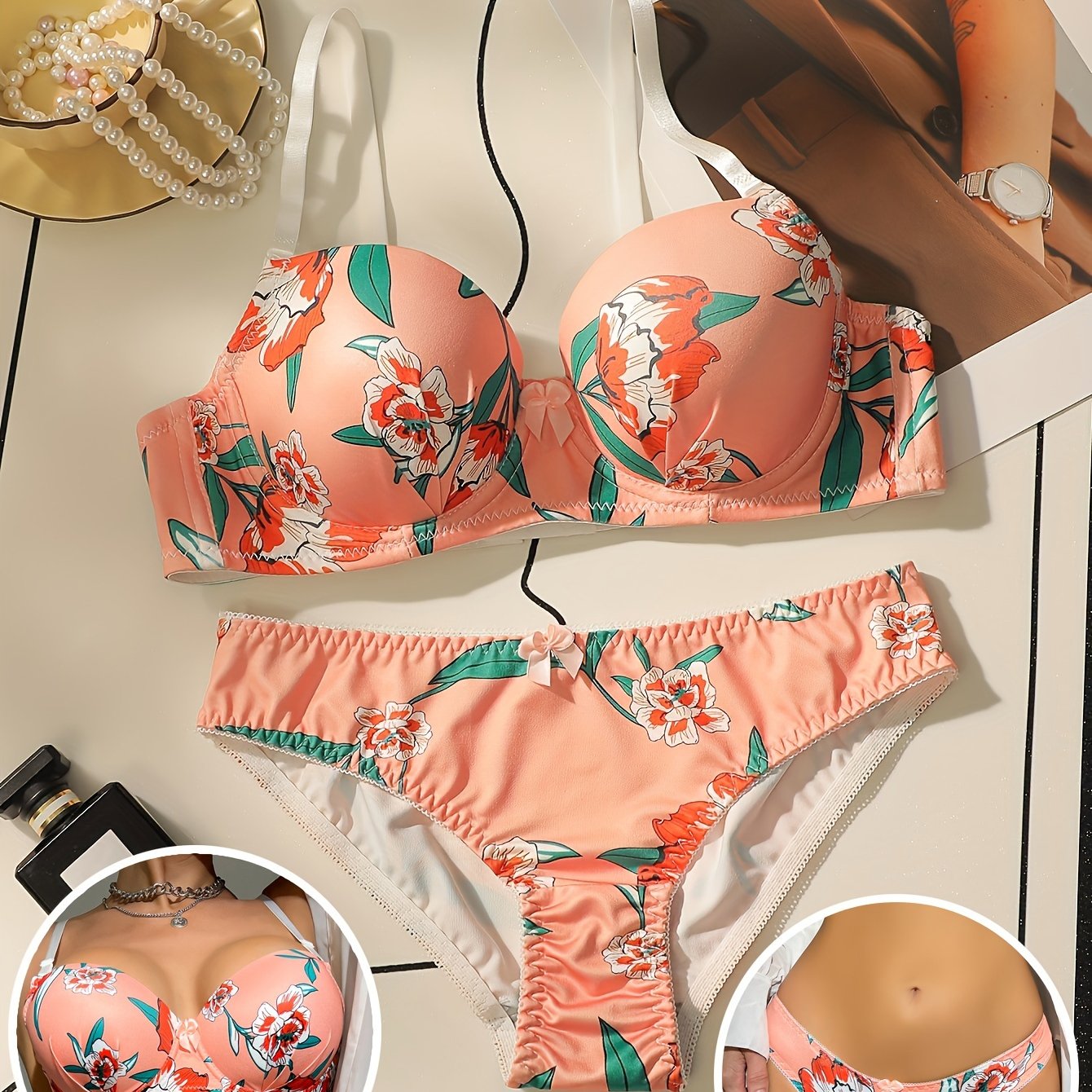 Women's Underwear Set Adjustable Thick and Thin Sensation Small Breast Bra Set