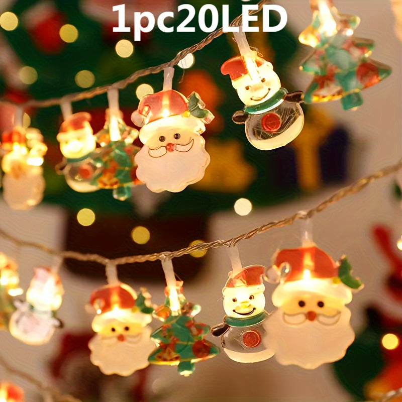 Christmas String Lights with Santa Snowman and Tree Designs Battery Operated Indoor Decor