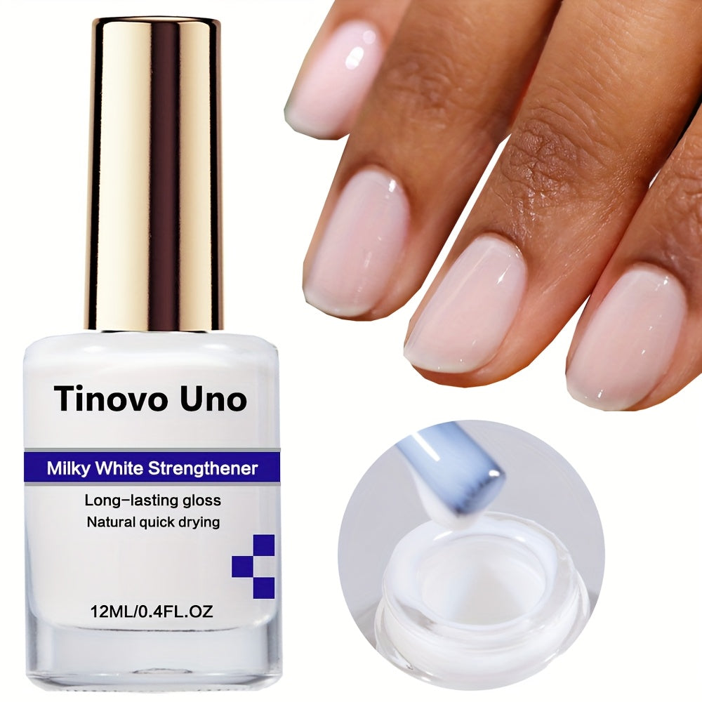 Women Milk White Nail Strengthener 12ml Long-Lasting Shine Quick Dry