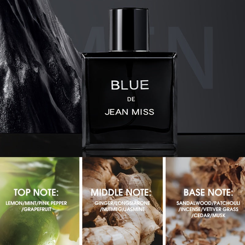 Men's Blue Eau De Toilette Set Woody Scent Long-Lasting Alcohol-Free 5-15%