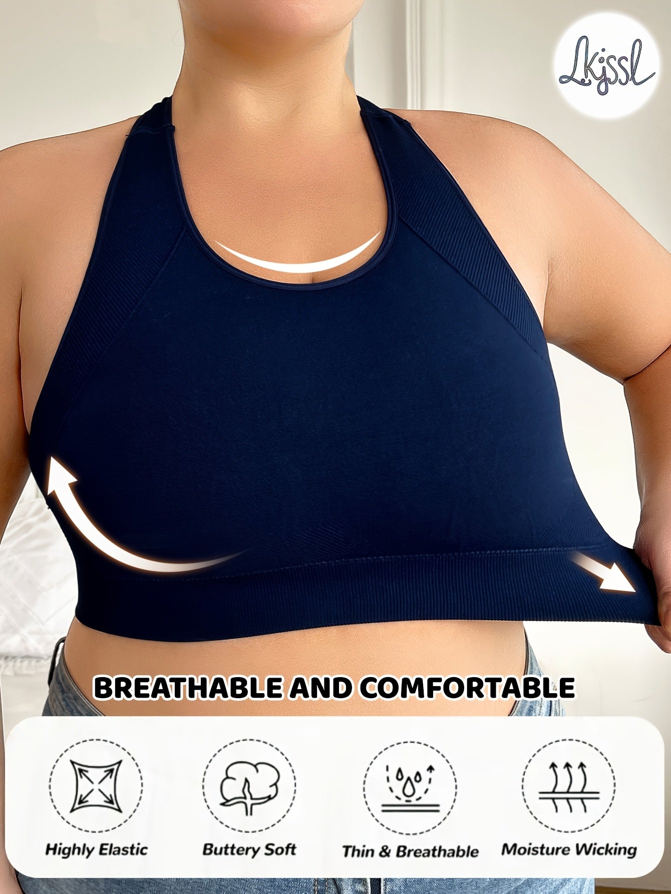Women's Seamless Breathable Sports Bra Dark Blue for Yoga Running Casual