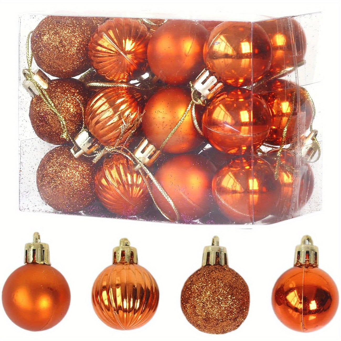 Small Christmas Tree Ornaments 24 Pack Decorative Balls for Holiday Decoration