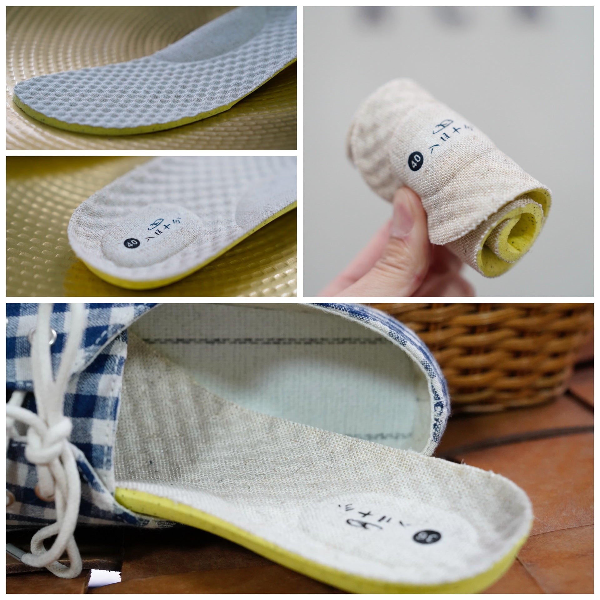 Women's Handmade Linen Style Flats Casual Checkered Lace-Up Shoes