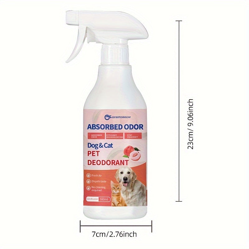 500ml Pet Odor Eliminator Spray All-Natural Deodorizer for Dog Cat Urine Feces Indoor Use