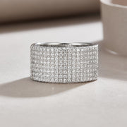 Women's Sterling Silver Wedding Band with Moissanite Stones 177pcs 0.006ct