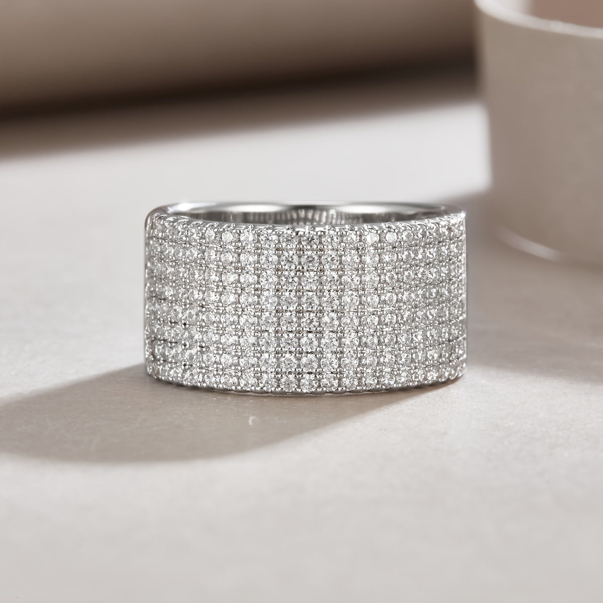 Women's Sterling Silver Wedding Band with Moissanite Stones 177pcs 0.006ct