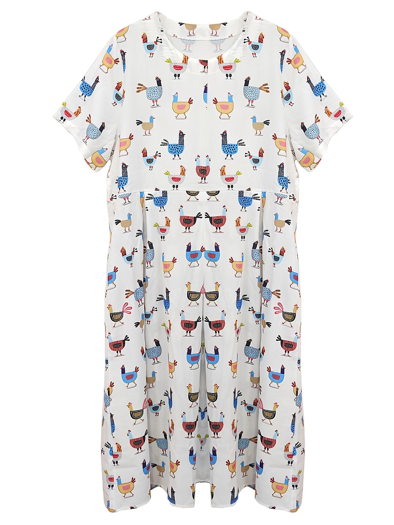 Ayollar uchun katta o'lchamdagi paxta maxi kiyi, cho'ntaklar bilan, hayvonot bosimi, yozgi uslub