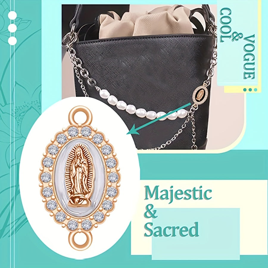 Set of 36 Enamel Virgin Mary Charms with Rhinestone Inlay for Jewelry Making and Easter Decorations