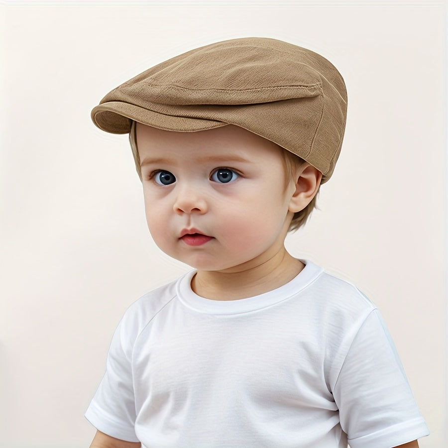 Kids' Adjustable Sun-Protective Beret Hat with Elastic Band for Outdoor Activities and Travel