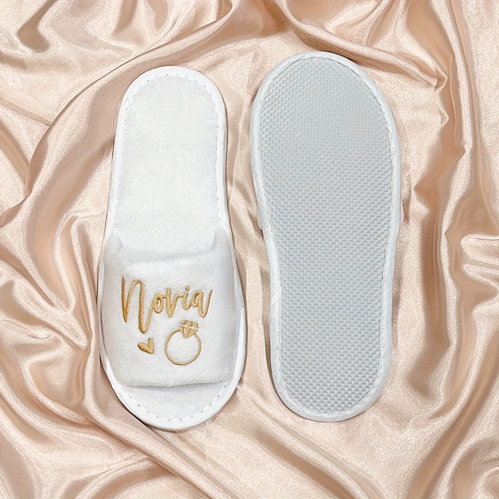 Women's Embroidered Slip-On Slippers EVA Sole Indoor Outdoor Wedding Bridesmaid