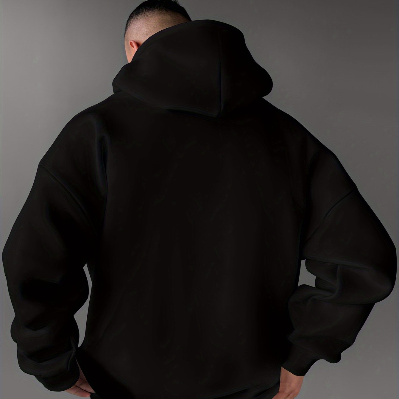 Мужская толстовка с геометрическим узором и свободным кроем с опущенными плечами, полиэстеровая трикотажная ткань для всех сезонов