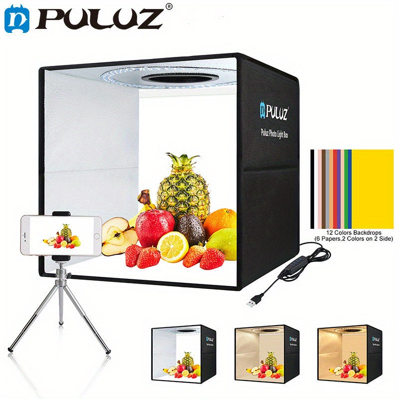 15.8 Inch Photo Studio Light Box with 160 LED Soft Light and 6 Dual-Side Color Backdrops