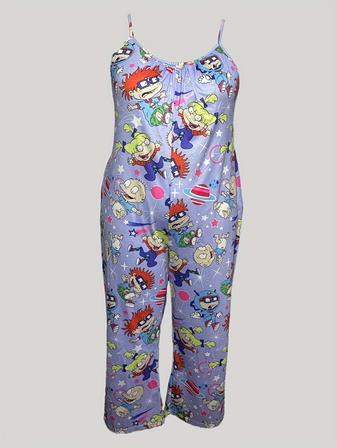 Plus Size Floral Print Sleeveless Jumpsuit with Pockets Women’s Casual Clothing