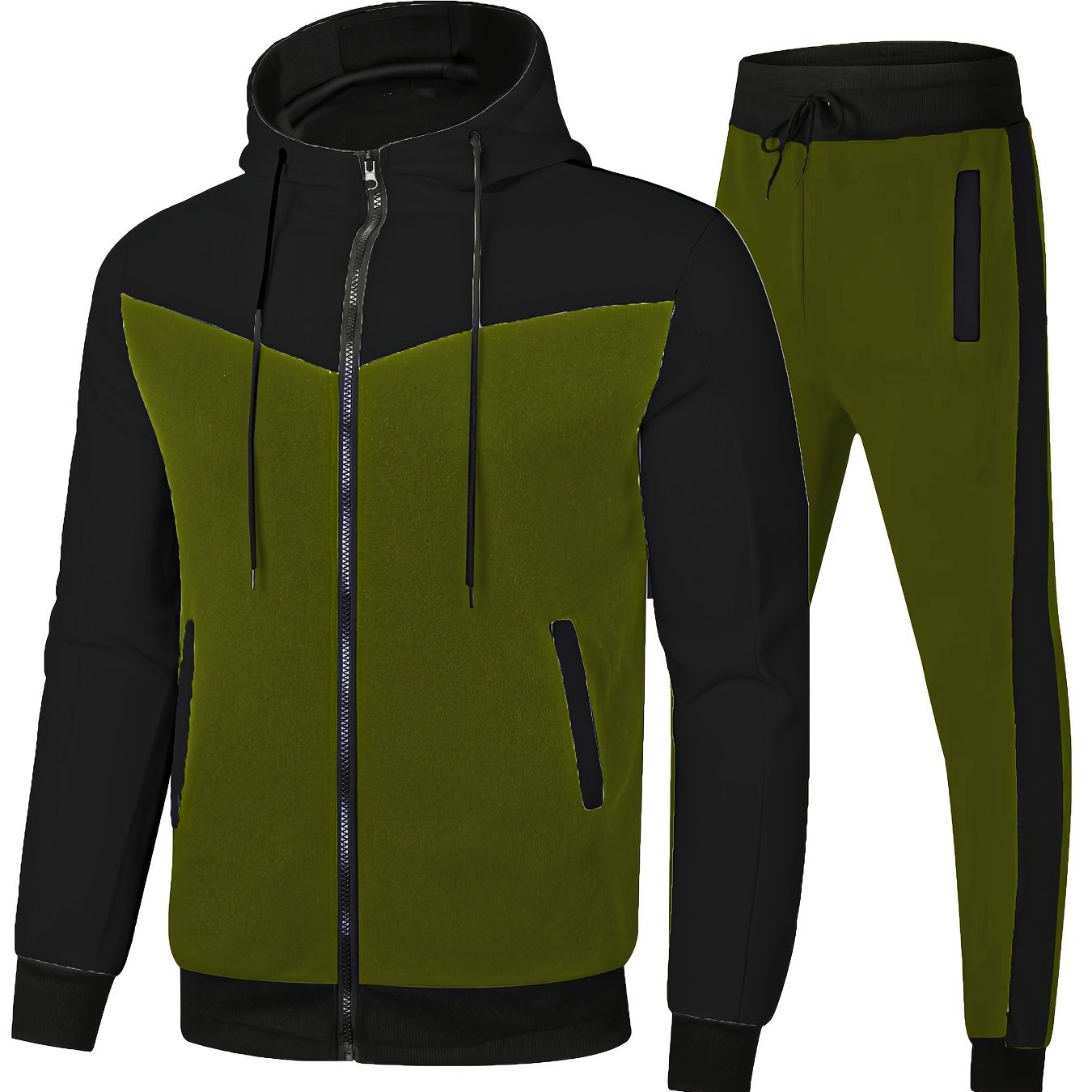 Conjunto deportivo de dos piezas para hombre, sudadera con capucha y joggers, ropa deportiva transpirable de poliéster para primavera y otoño