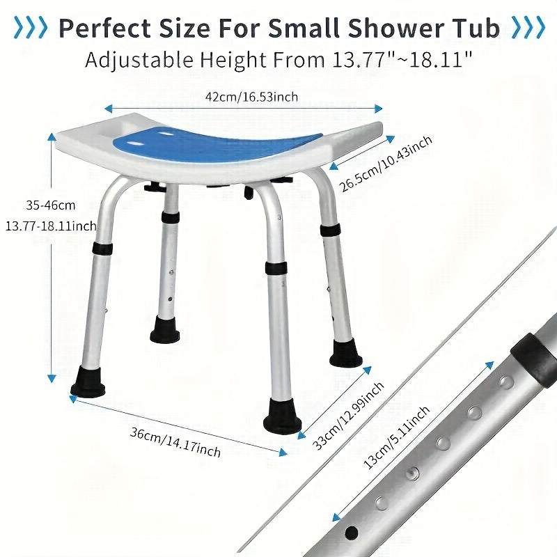 Adjustable Shower Chair for Seniors Disabled Non-Slip Feet Supports Up to 158kg