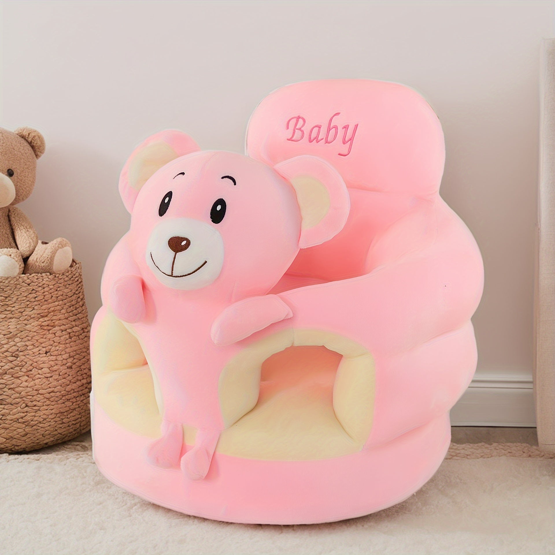 LIBSIT Детский стульчик для сидения 1 шт., Пухлый поддерживающий сиденье для малышей для обучения сидению и кормления, Удобный ПВХ пуф, С washable - Милый дизайн животных в нескольких цветах