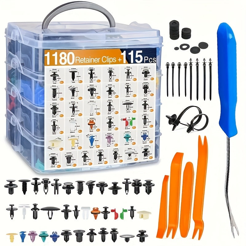 Automotive Fastener Kit Nylon Rivets Cable Ties Push Pins Hardware Set