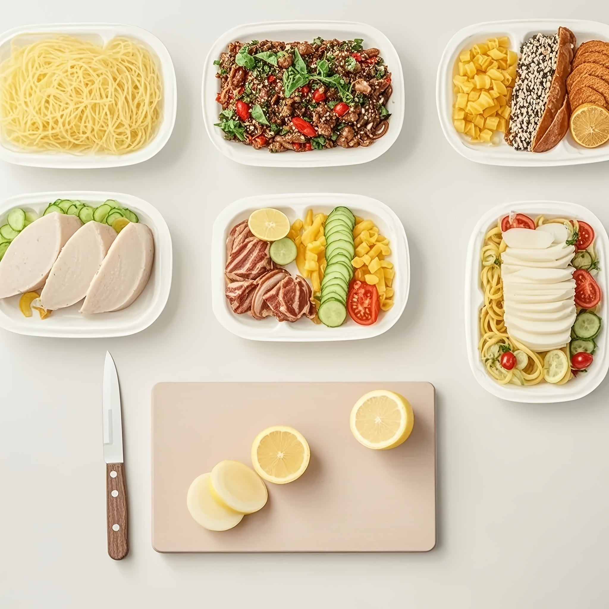 Juego de 10 recipientes apilables para almacenamiento de alimentos con tapas, cajas de preparación de comidas de plástico sin BPA