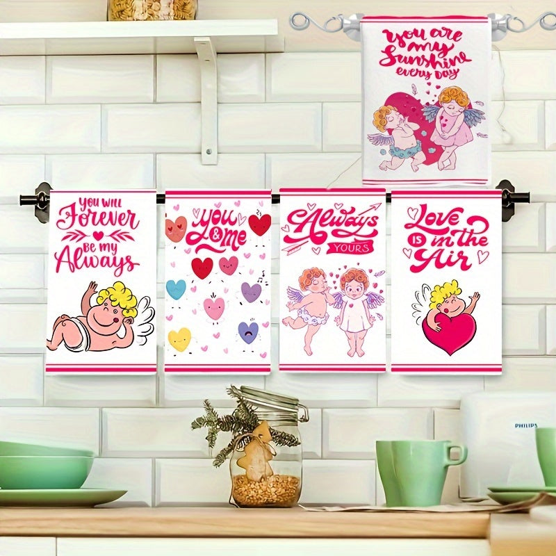 Rojdestvo va Sevgi kuni uchun bayramona 5 dona sochiq to'plami, qor to'pi va yurak dizaynlari bilan. Yuqori so'rilish qobiliyatiga ega mikroto'qima, oshxona va hammom bayram bezaklari uchun ideal.