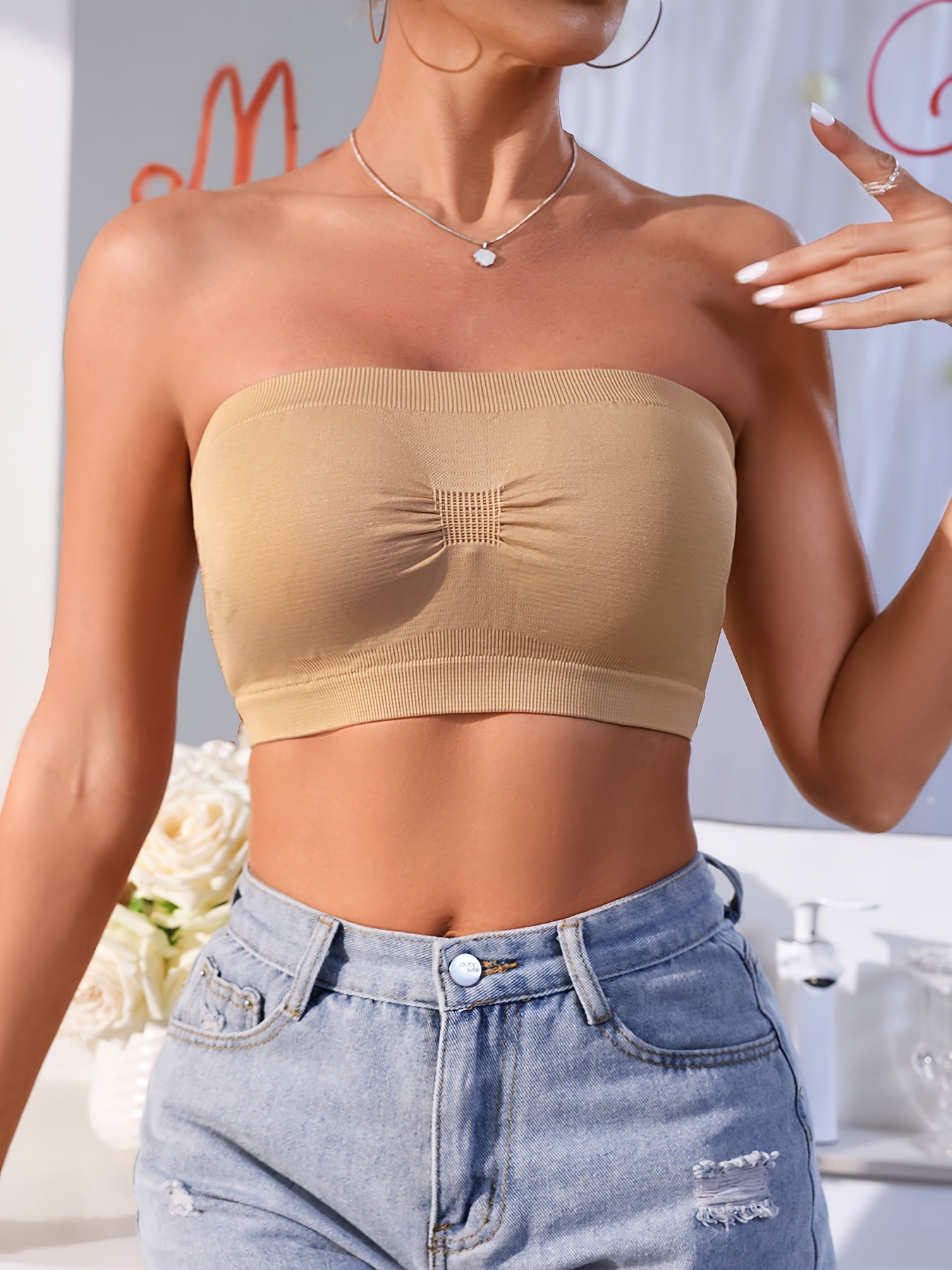 Women's Seamless Non-Slip Wire-Free Bralette Set Black Plus Size