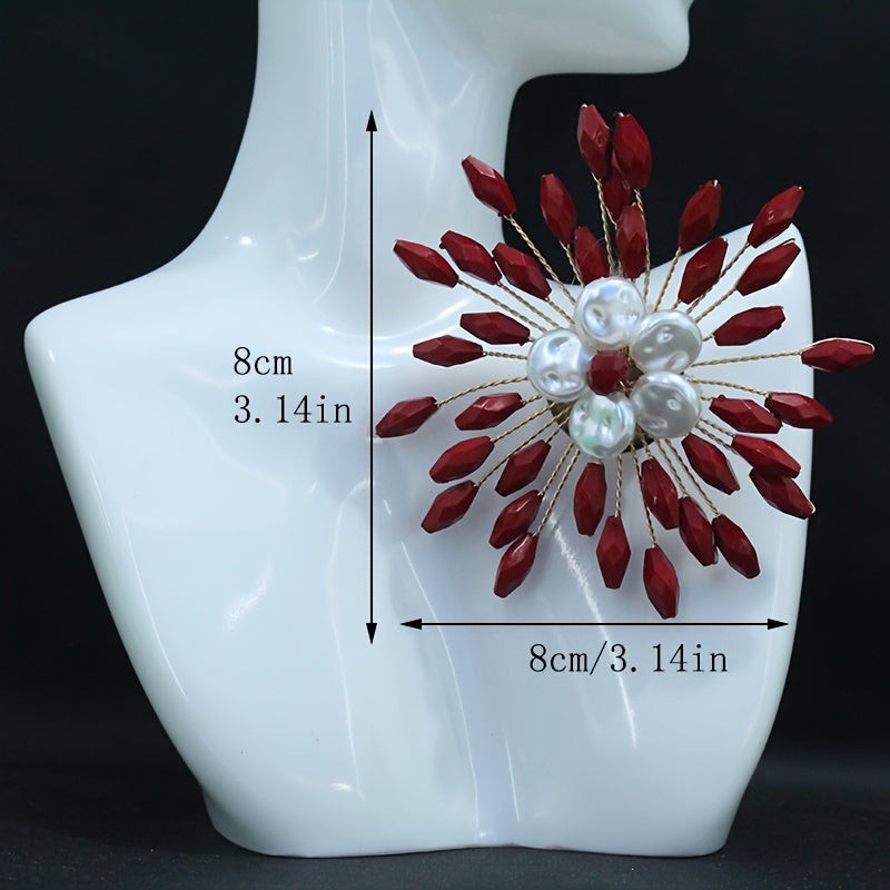 Handcrafted Brooch Circular Imitation Pearl Jewelry for Dresses and Sweaters