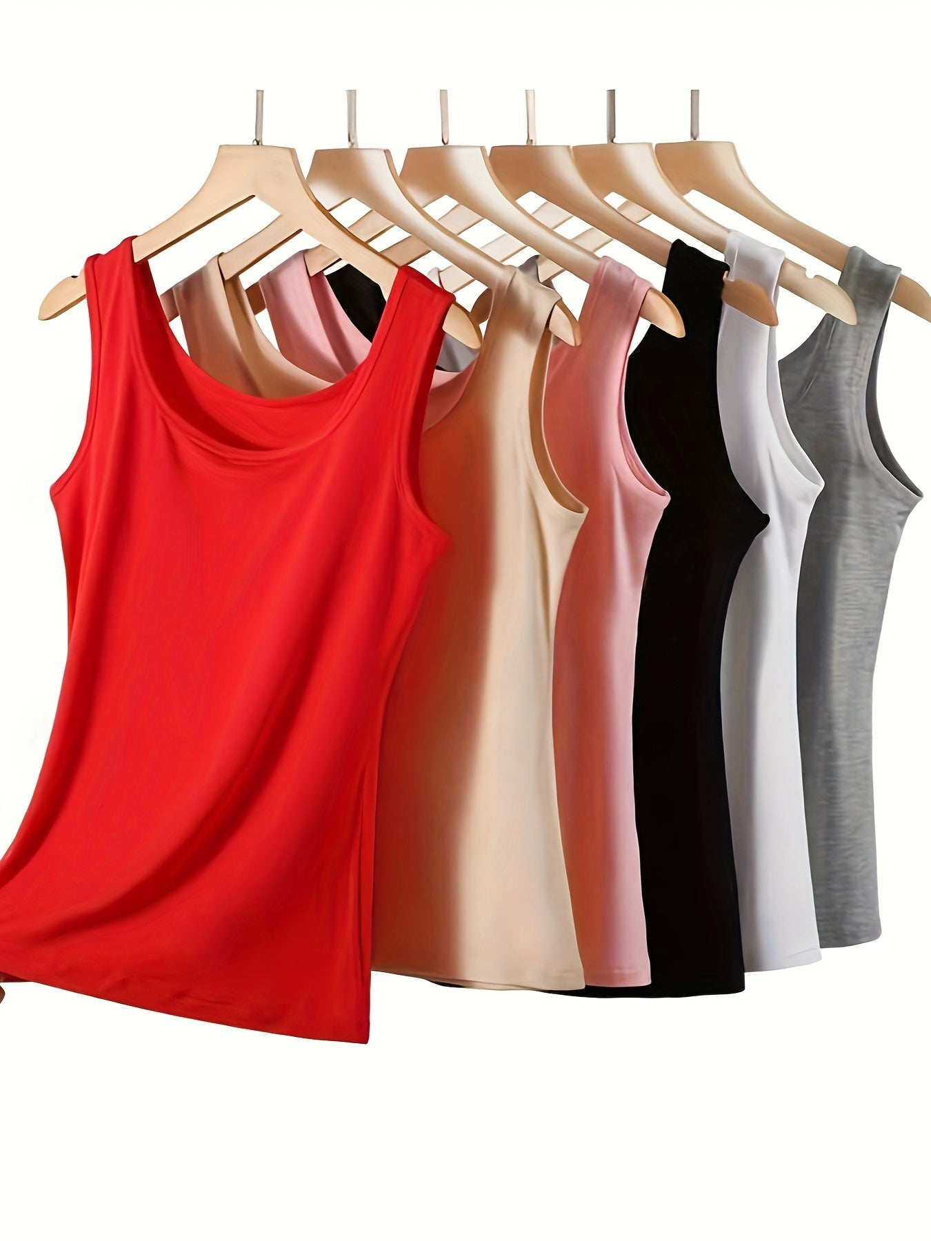 Women's Viscose Spandex Tank Tops for Casual Wear, All Seasons Set of 6