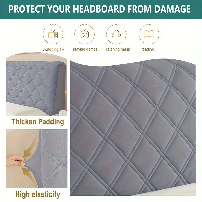 Quilted Headboard Cover Dustproof Soft Plush Full Size Bed Protector